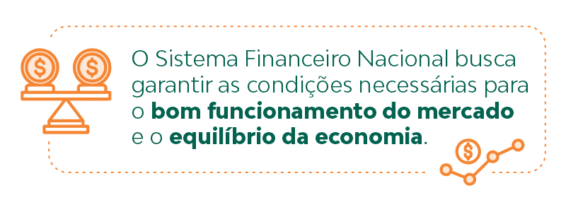 Por meio da organização, fiscalização e regulação das operações financeiras, o SFN busca garantir as condições necessárias para o bom funcionamento do mercado e o equilíbrio da economia. 